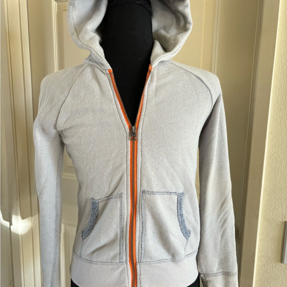 Gray Hoodie with Orange Zipper